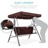imageBest Choice Products 2Person Outdoor Patio Swing Chair Hanging Glider Porch Bench for Garden Poolside Backyard wConvertible Canopy Adjustable Shade Removable Cushions  BurgundyBrown