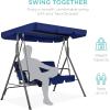 imageBest Choice Products 2Person Outdoor Patio Swing Chair Hanging Glider Porch Bench for Garden Poolside Backyard wConvertible Canopy Adjustable Shade Removable Cushions  BurgundyNavy Blue