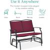 imageBest Choice Products 2Person Outdoor Patio Swing Glider Steel Bench Loveseat Rocker for Deck Porch wTextilene Fabric Steel Frame  Dark GrayBurgundyBlack
