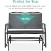 imageBest Choice Products 2Person Outdoor Patio Swing Glider Steel Bench Loveseat Rocker for Deck Porch wTextilene Fabric Steel Frame  Dark GrayDark Gray