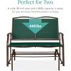 imageBest Choice Products 2Person Outdoor Patio Swing Glider Steel Bench Loveseat Rocker for Deck Porch wTextilene Fabric Steel Frame  Dark GrayForest GreenBrown