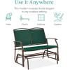 imageBest Choice Products 2Person Outdoor Patio Swing Glider Steel Bench Loveseat Rocker for Deck Porch wTextilene Fabric Steel Frame  Dark GrayForest GreenBrown