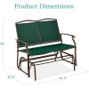 imageBest Choice Products 2Person Outdoor Patio Swing Glider Steel Bench Loveseat Rocker for Deck Porch wTextilene Fabric Steel Frame  Dark GrayForest GreenBrown