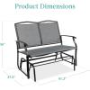 imageBest Choice Products 2Person Outdoor Patio Swing Glider Steel Bench Loveseat Rocker for Deck Porch wTextilene Fabric Steel Frame  Dark GrayGrey