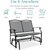 imageBest Choice Products 2Person Outdoor Patio Swing Glider Steel Bench Loveseat Rocker for Deck Porch wTextilene Fabric Steel Frame  Dark GrayGrey