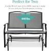 imageBest Choice Products 2Person Outdoor Patio Swing Glider Steel Bench Loveseat Rocker for Deck Porch wTextilene Fabric Steel Frame  Dark GrayGrey