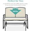 imageBest Choice Products 2Person Outdoor Patio Swing Glider Steel Bench Loveseat Rocker for Deck Porch wTextilene Fabric Steel Frame  Dark GrayIvoryGray