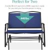imageBest Choice Products 2Person Outdoor Patio Swing Glider Steel Bench Loveseat Rocker for Deck Porch wTextilene Fabric Steel Frame  Dark GrayNavyBlack