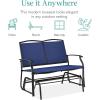 imageBest Choice Products 2Person Outdoor Patio Swing Glider Steel Bench Loveseat Rocker for Deck Porch wTextilene Fabric Steel Frame  Dark GrayNavyBlack