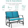 imageBest Choice Products 2Person Outdoor Patio Swing Glider Steel Bench Loveseat Rocker for Deck Porch wTextilene Fabric Steel Frame  Dark GrayPeacock BlueBlack