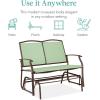 imageBest Choice Products 2Person Outdoor Patio Swing Glider Steel Bench Loveseat Rocker for Deck Porch wTextilene Fabric Steel Frame  Dark GraySage GreenBrown