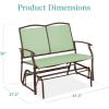 imageBest Choice Products 2Person Outdoor Patio Swing Glider Steel Bench Loveseat Rocker for Deck Porch wTextilene Fabric Steel Frame  Dark GraySage GreenBrown