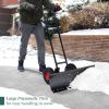 imageBest Choice Products 36in Heavy Duty Steel Snow Shovel Pusher for Driveway wWheels Adjustable Handle Angled Blade Efficient Snow Removal Back Saver Snow Plow with Safety Reflective Tape  Black