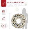 imageBest Choice Products 36in Large Flocked Artificial PreLit Fir Christmas Wreath Holiday Accent Decoration w 150 2in1 LED Lights 300 PVC Tips36in