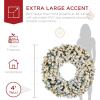 imageBest Choice Products 36in Large Flocked Artificial PreLit Fir Christmas Wreath Holiday Accent Decoration w 150 2in1 LED Lights 300 PVC Tips48in