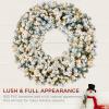 imageBest Choice Products 36in Large Flocked Artificial PreLit Fir Christmas Wreath Holiday Accent Decoration w 150 2in1 LED Lights 300 PVC Tips60in