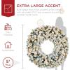 imageBest Choice Products 36in Large Flocked Artificial PreLit Fir Christmas Wreath Holiday Accent Decoration w 150 2in1 LED Lights 300 PVC Tips60in