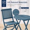 imageBest Choice Products 3Piece Acacia Wood Bistro Set Folding Patio Furniture for Backyard Balcony Deck w 2 Chairs Round Coffee Table Teak Finish  RubySlate Blue