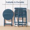 imageBest Choice Products 3Piece Acacia Wood Bistro Set Folding Patio Furniture for Backyard Balcony Deck w 2 Chairs Round Coffee Table Teak Finish  RubySlate Blue