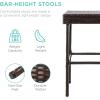 imageBest Choice Products 3Piece AllWeather Wicker Bar Table Set for Indoor Outdoor Kitchen Patio Backyard w 2 Stools Glass Tabletop Storage Shelves  Brown