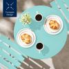 imageBest Choice Products 3Piece Bistro Set Space Saving Folding Design Solid Steel Outdoor Patio Furniture Set w 2 Chairs Bistro Table  SageAqua Blue