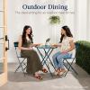 imageBest Choice Products 3Piece Bistro Set Space Saving Folding Design Solid Steel Outdoor Patio Furniture Set w 2 Chairs Bistro Table  SageAqua Blue