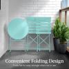 imageBest Choice Products 3Piece Bistro Set Space Saving Folding Design Solid Steel Outdoor Patio Furniture Set w 2 Chairs Bistro Table  SageAqua Blue