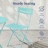 imageBest Choice Products 3Piece Bistro Set Space Saving Folding Design Solid Steel Outdoor Patio Furniture Set w 2 Chairs Bistro Table  SageAqua Blue