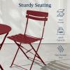 imageBest Choice Products 3Piece Bistro Set Space Saving Folding Design Solid Steel Outdoor Patio Furniture Set w 2 Chairs Bistro Table  SageBurgundy