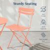 imageBest Choice Products 3Piece Bistro Set Space Saving Folding Design Solid Steel Outdoor Patio Furniture Set w 2 Chairs Bistro Table  SageCoral
