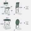 imageBest Choice Products 3Piece Bistro Set Space Saving Folding Design Solid Steel Outdoor Patio Furniture Set w 2 Chairs Bistro Table  SageDark Green