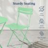 imageBest Choice Products 3Piece Bistro Set Space Saving Folding Design Solid Steel Outdoor Patio Furniture Set w 2 Chairs Bistro Table  SageMint Green