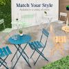 imageBest Choice Products 3Piece Bistro Set Space Saving Folding Design Solid Steel Outdoor Patio Furniture Set w 2 Chairs Bistro Table  SageNavy