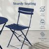 imageBest Choice Products 3Piece Bistro Set Space Saving Folding Design Solid Steel Outdoor Patio Furniture Set w 2 Chairs Bistro Table  SageNavy