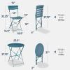 imageBest Choice Products 3Piece Bistro Set Space Saving Folding Design Solid Steel Outdoor Patio Furniture Set w 2 Chairs Bistro Table  SagePeacock Blue