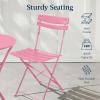 imageBest Choice Products 3Piece Bistro Set Space Saving Folding Design Solid Steel Outdoor Patio Furniture Set w 2 Chairs Bistro Table  SagePink