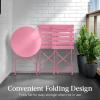 imageBest Choice Products 3Piece Bistro Set Space Saving Folding Design Solid Steel Outdoor Patio Furniture Set w 2 Chairs Bistro Table  SagePink