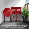 imageBest Choice Products 3Piece Bistro Set Space Saving Folding Design Solid Steel Outdoor Patio Furniture Set w 2 Chairs Bistro Table  SageRed