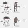 imageBest Choice Products 3Piece Bistro Set Space Saving Folding Design Solid Steel Outdoor Patio Furniture Set w 2 Chairs Bistro Table  SageTaupe