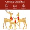 imageBest Choice Products 3Piece Large Lighted Christmas Deer Family Set 5Ft Outdoor Yard Decoration with 360 LED Lights Stakes Zip Ties  RattanGold  Extra Large