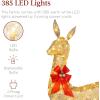 imageBest Choice Products 3Piece Large Lighted Christmas Deer Family Set 5Ft Outdoor Yard Decoration with 360 LED Lights Stakes Zip Ties  RattanGold  Extra Large