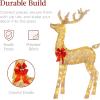imageBest Choice Products 3Piece Large Lighted Christmas Deer Family Set 5Ft Outdoor Yard Decoration with 360 LED Lights Stakes Zip Ties  RattanGold  Extra Large