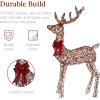 imageBest Choice Products 3Piece Large Lighted Christmas Deer Family Set 5Ft Outdoor Yard Decoration with 360 LED Lights Stakes Zip Ties  RattanRattan  Extra Large