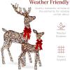 imageBest Choice Products 3Piece Large Lighted Christmas Deer Family Set 5Ft Outdoor Yard Decoration with 360 LED Lights Stakes Zip Ties  RattanRattan  Extra Large