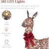 imageBest Choice Products 3Piece Large Lighted Christmas Deer Family Set 5Ft Outdoor Yard Decoration with 360 LED Lights Stakes Zip Ties  RattanRattan  Extra Large