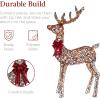 imageBest Choice Products 3Piece Large Lighted Christmas Deer Family Set 5Ft Outdoor Yard Decoration with 360 LED Lights Stakes Zip Ties  RattanRattan  Large