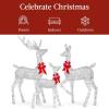 imageBest Choice Products 3Piece Large Lighted Christmas Deer Family Set 5Ft Outdoor Yard Decoration with 360 LED Lights Stakes Zip Ties  RattanSilver  Extra Large
