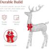 imageBest Choice Products 3Piece Large Lighted Christmas Deer Family Set 5Ft Outdoor Yard Decoration with 360 LED Lights Stakes Zip Ties  RattanSilver  Extra Large
