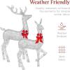 imageBest Choice Products 3Piece Large Lighted Christmas Deer Family Set 5Ft Outdoor Yard Decoration with 360 LED Lights Stakes Zip Ties  RattanSilver  Large