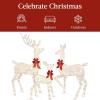 imageBest Choice Products 3Piece Large Lighted Christmas Deer Family Set 5Ft Outdoor Yard Decoration with 360 LED Lights Stakes Zip Ties  RattanWhite  Extra Large